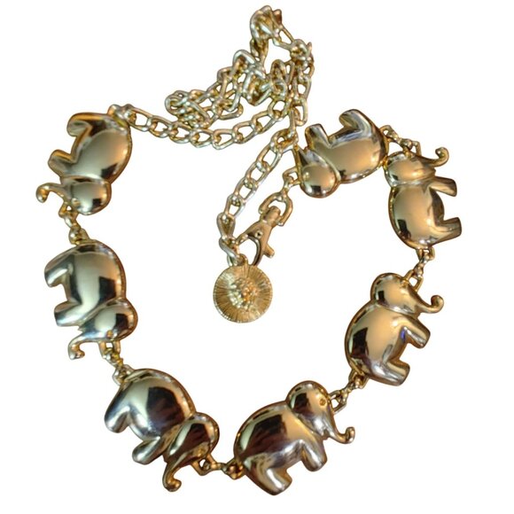 Unknown Jewelry - Belt Gold Elephant Link Chain Lion of Venice Medallion Clasp Vintage 36 Inches